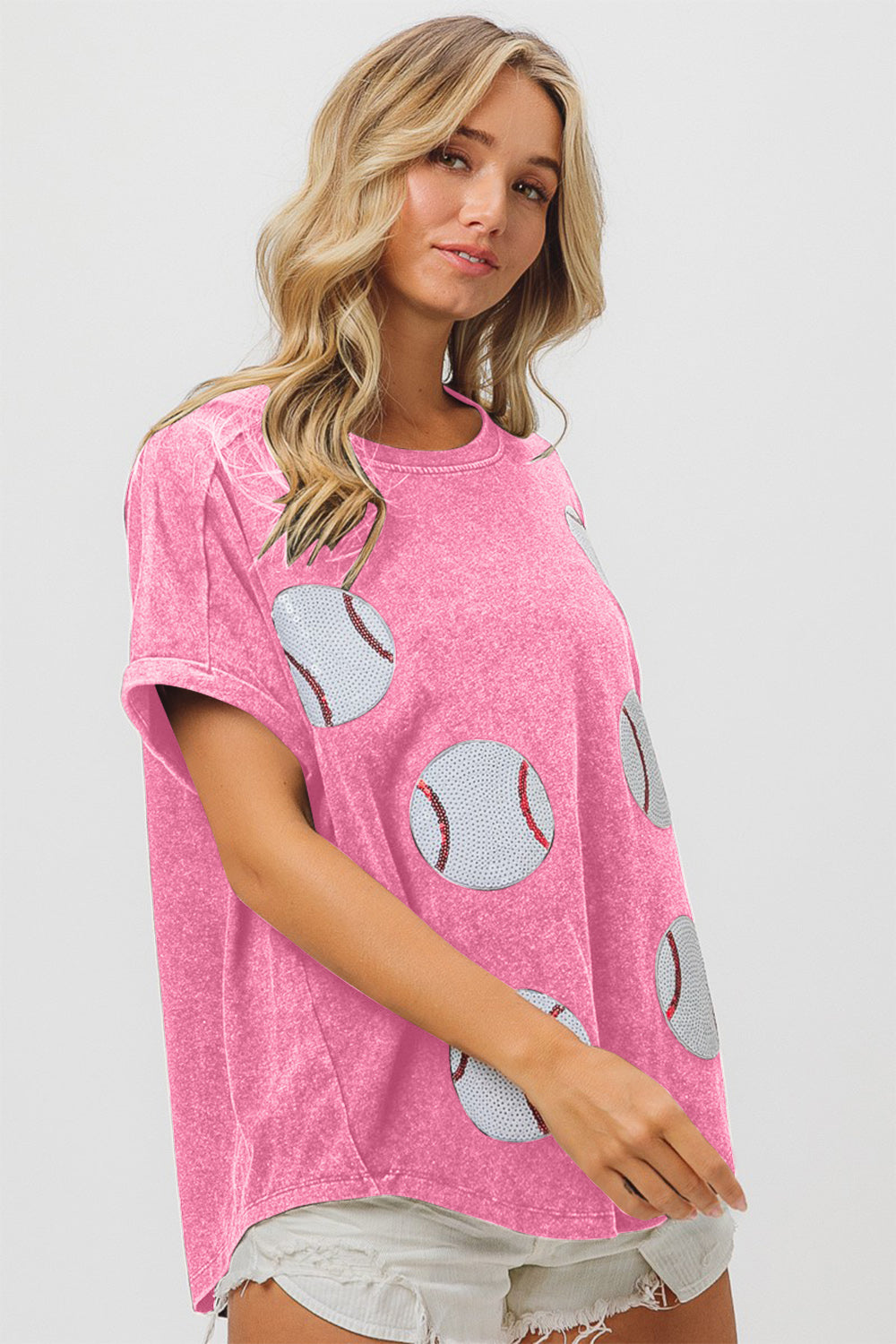 BiBi Sequin Baseball Short Sleeve T-Shirt - ChiChis Boutique