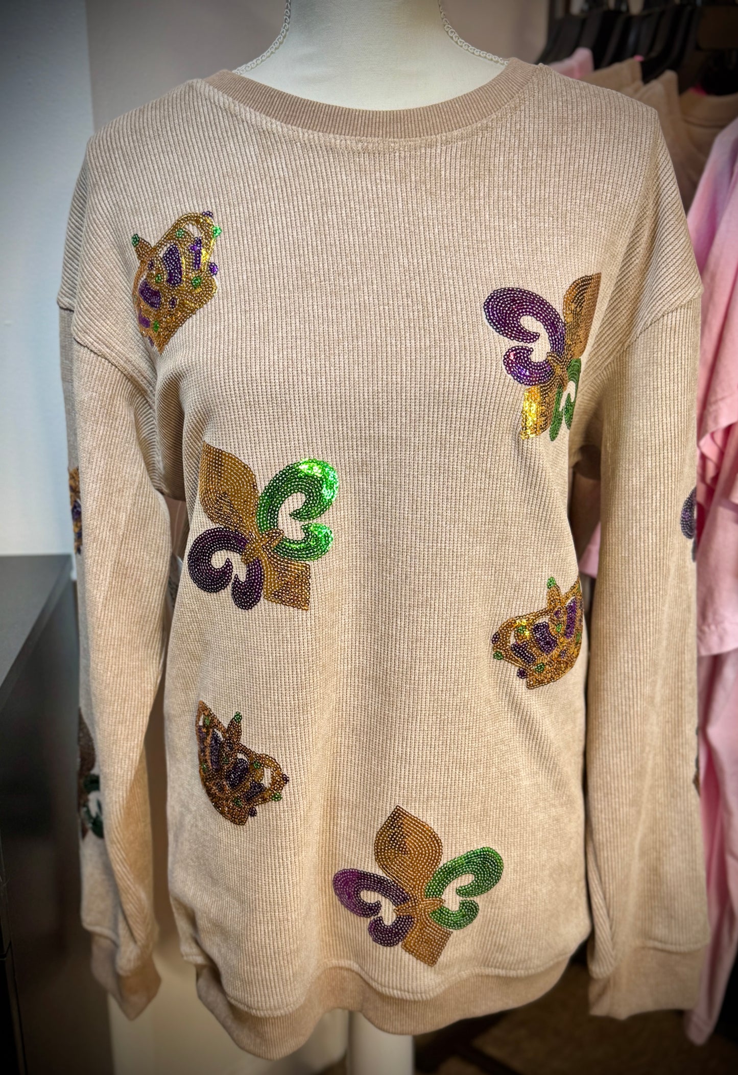 Sequin Mardi Gras Long Sleeve Top - ChiChis Boutique