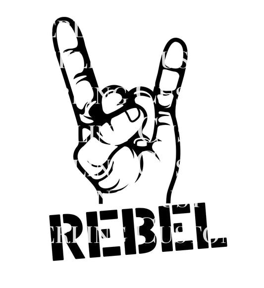 Rock and Roll Hand Rebel SVG, JPG, PNG Cut Files Digital Download