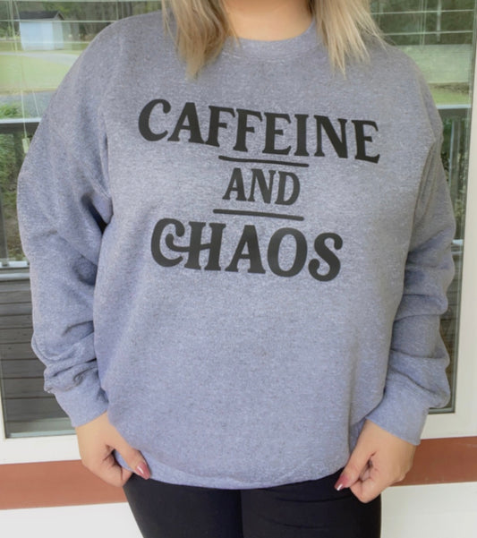 caffeine and chaos sweatshirt top shirt mom