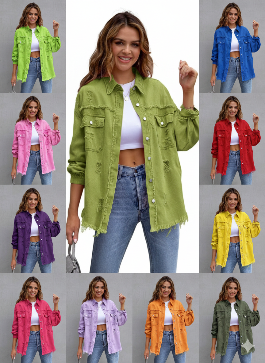 Unleash Your Inner Rebel: The Ultimate Colorful Distressed Denim Jacket