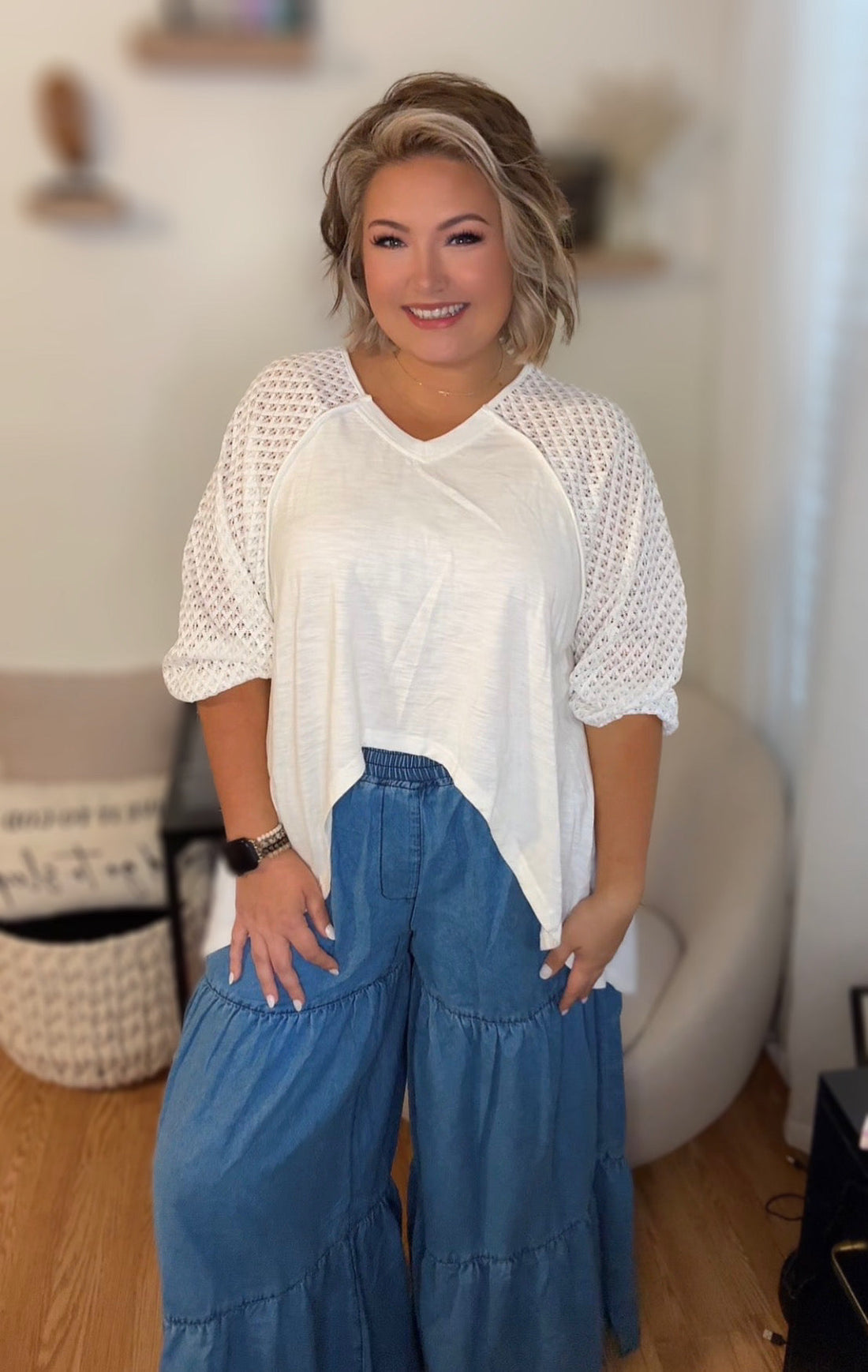 Three Ways to Wear Our Must-Have Mesh Sleeve Top!