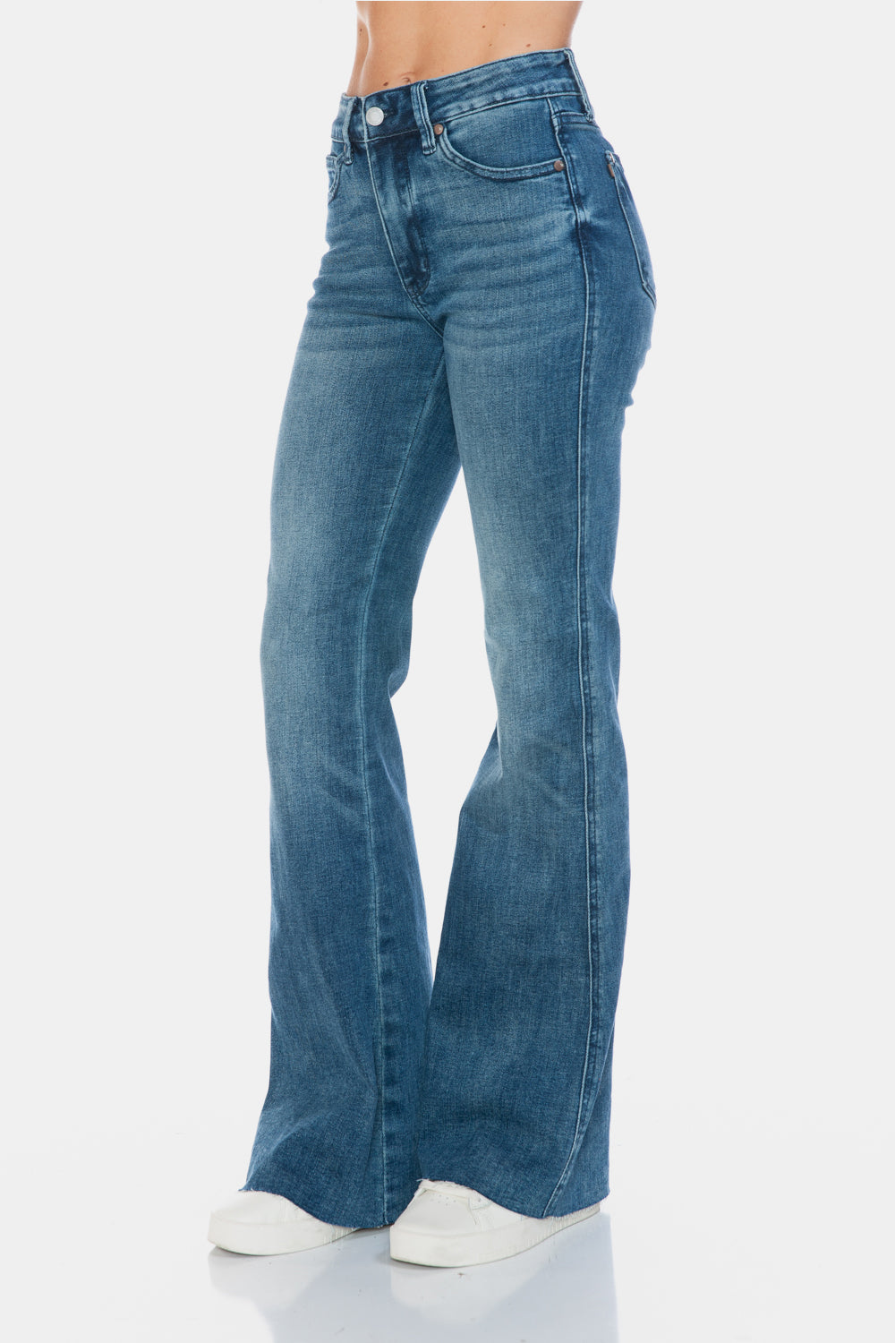 Judy Blue Full Size Tummy Control Cut Hem Flare Jeans - ChiChis Boutique