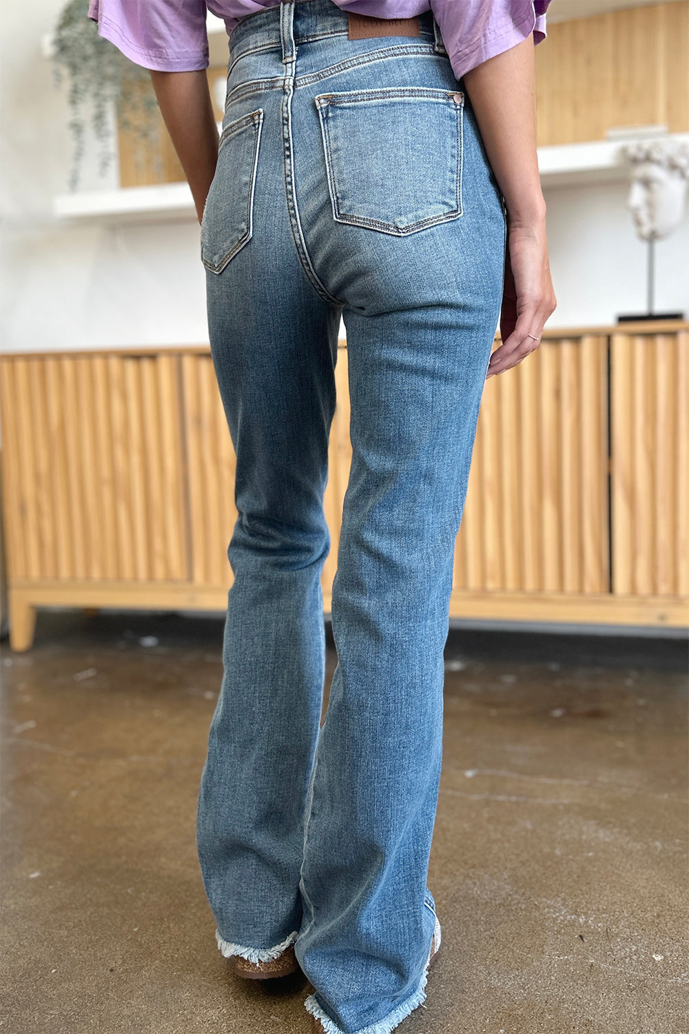 Judy Blue Full Size Distressed Raw Hem Bootcut Jeans - ChiChis Boutique