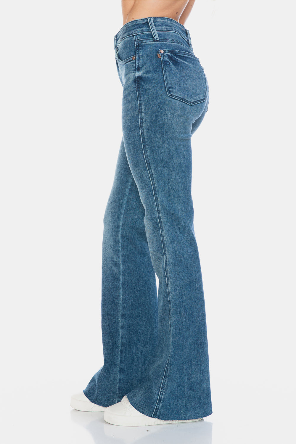Judy Blue Full Size Tummy Control Cut Hem Flare Jeans - ChiChis Boutique