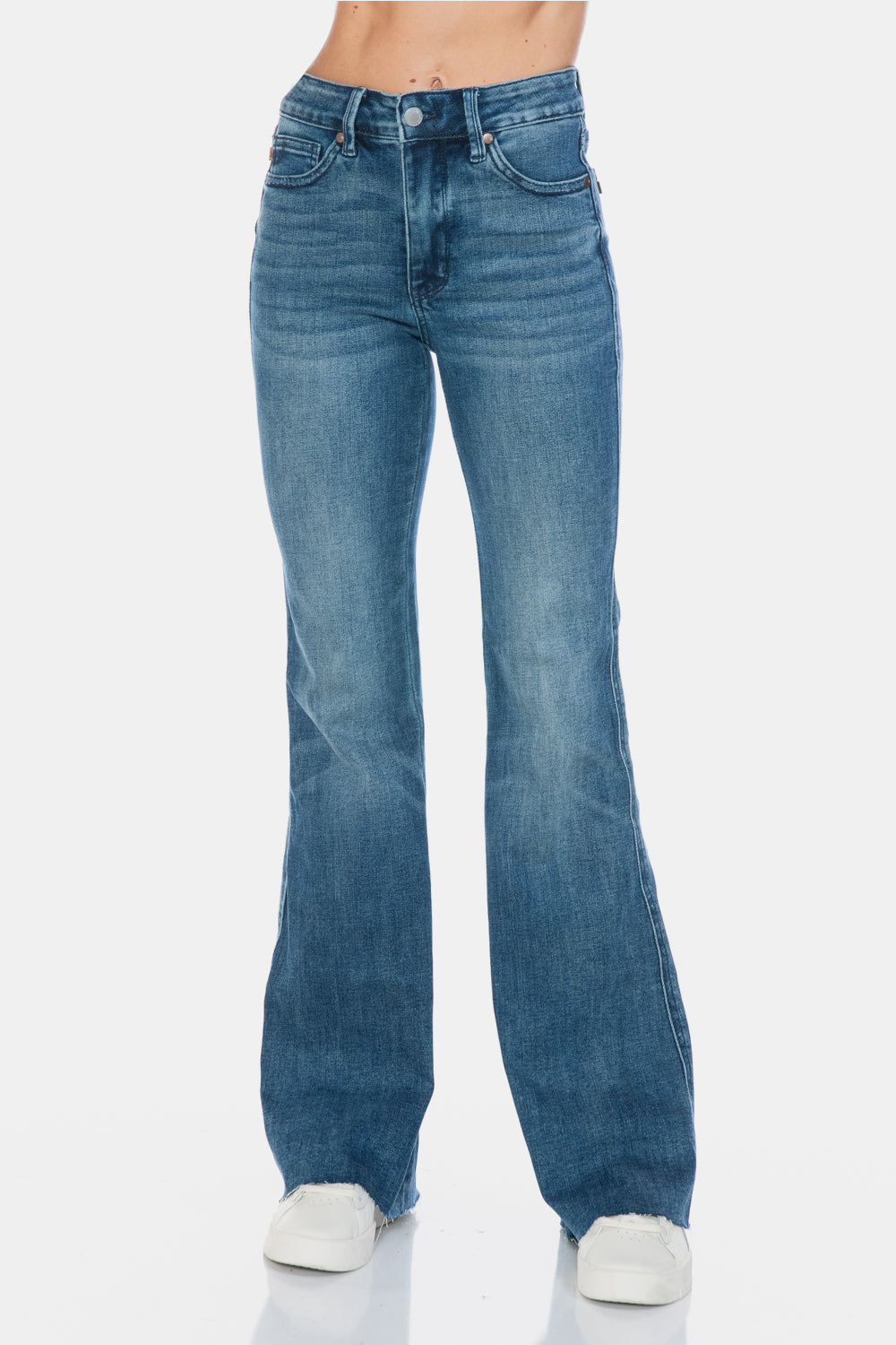 Judy Blue Full Size Tummy Control Cut Hem Flare Jeans - ChiChis Boutique