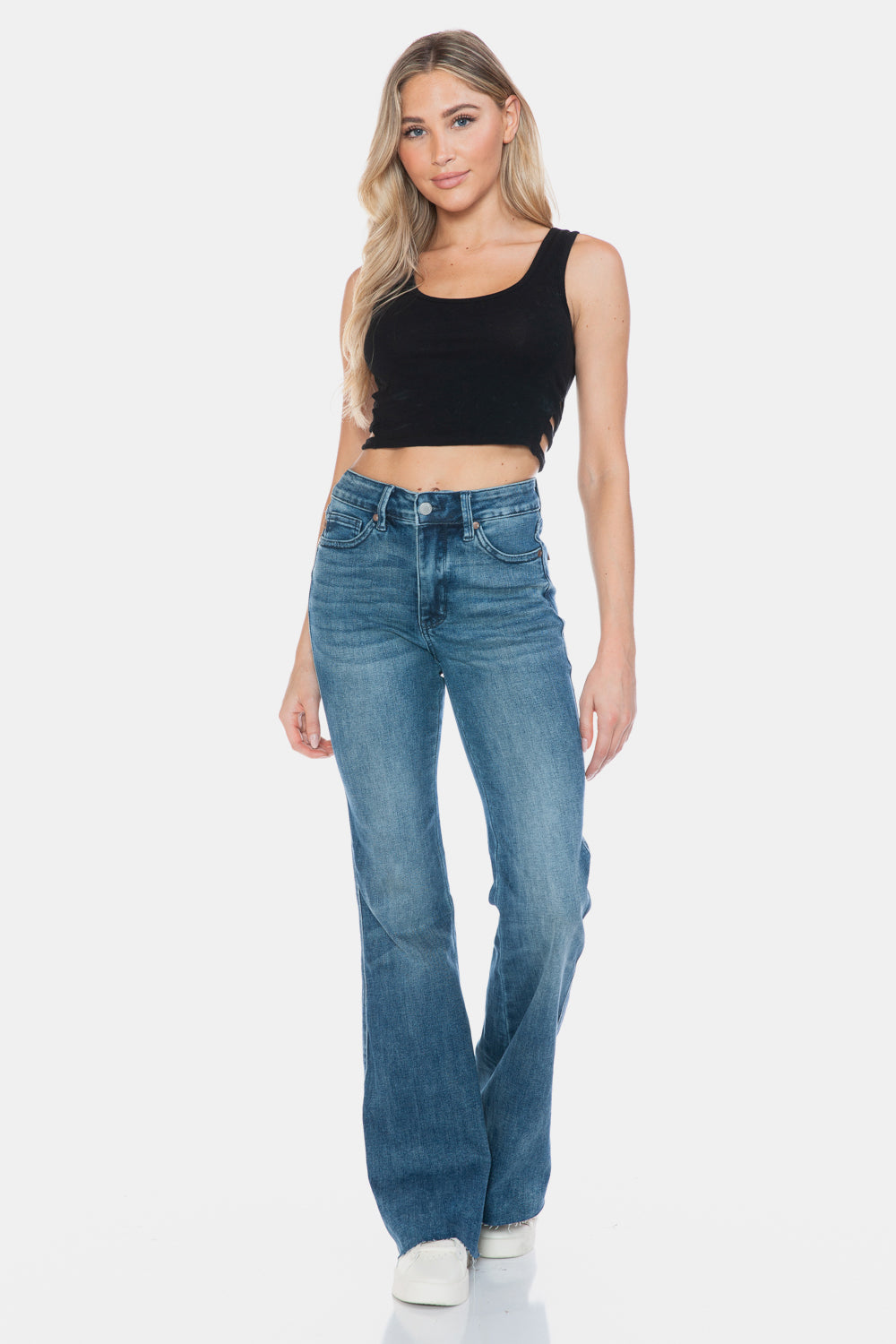 Judy Blue Full Size Tummy Control Cut Hem Flare Jeans - ChiChis Boutique