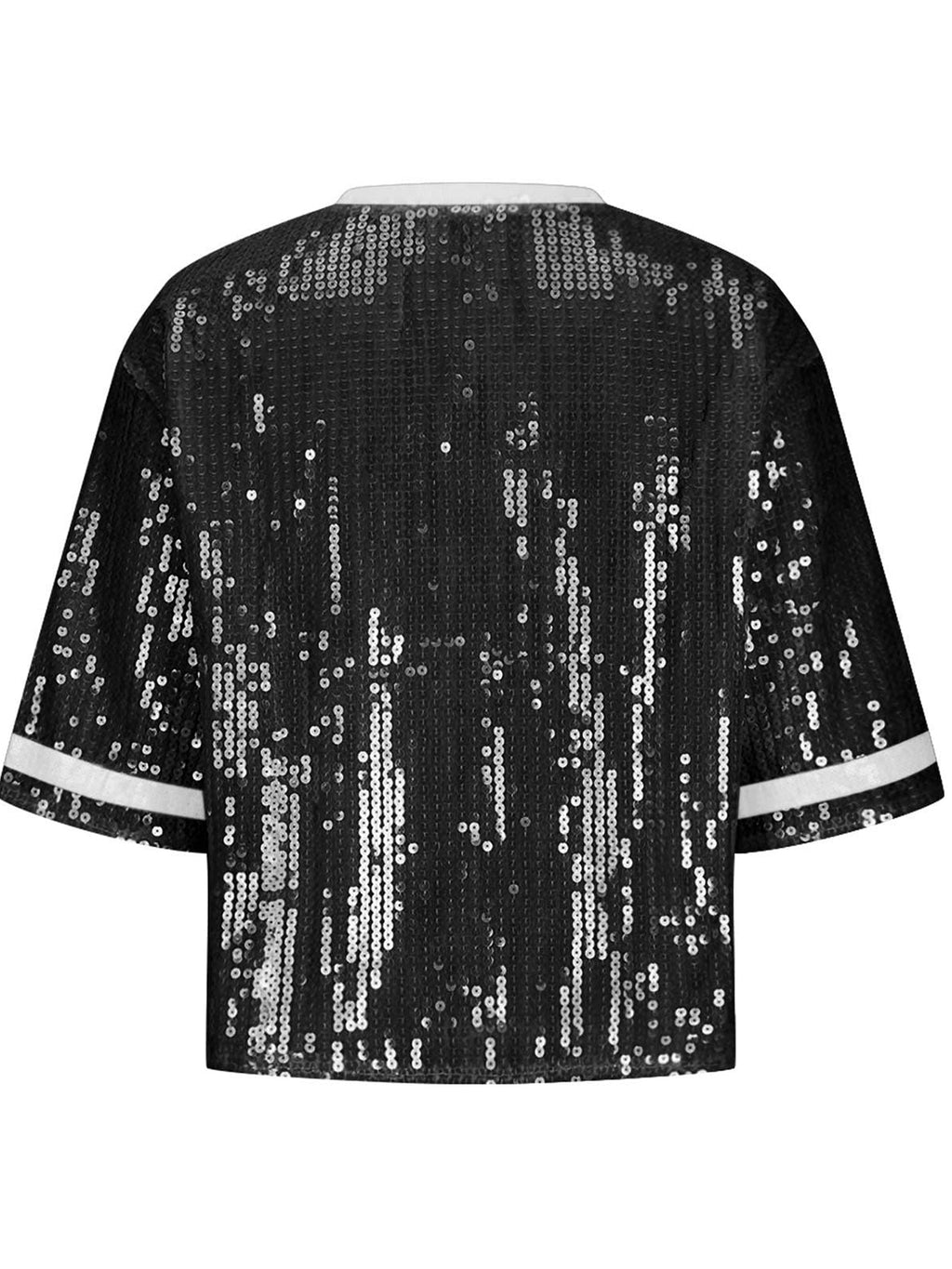 Sequin Football Round Neck Half Sleeve Top - ChiChis Boutique
