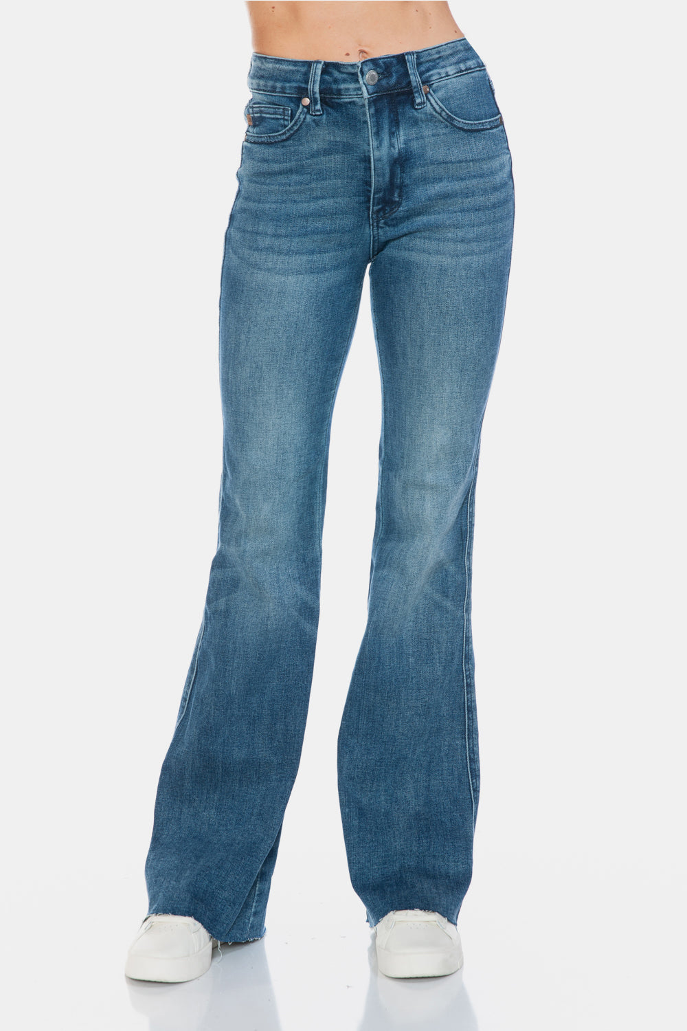 Judy Blue Full Size Tummy Control Cut Hem Flare Jeans - ChiChis Boutique