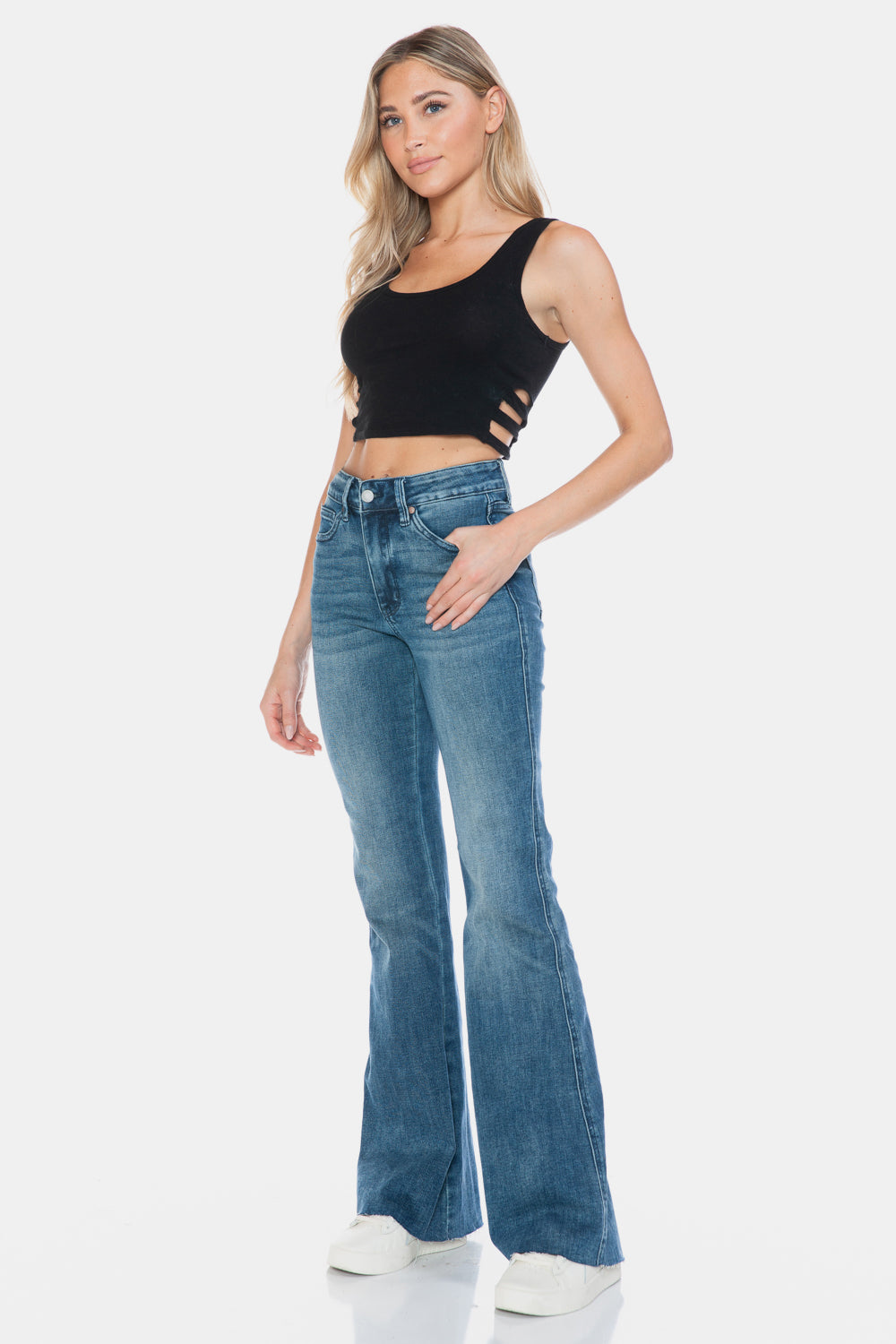 Judy Blue Full Size Tummy Control Cut Hem Flare Jeans - ChiChis Boutique