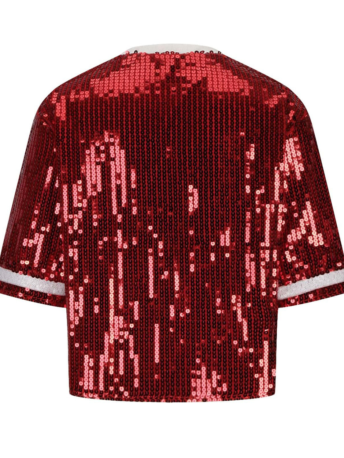 Sequin Football Round Neck Half Sleeve Top - ChiChis Boutique