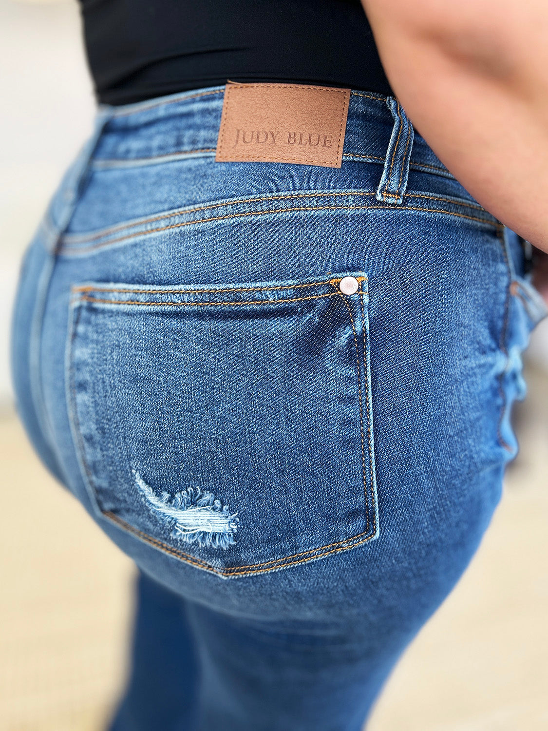 Judy Blue Full Size Mid Rise Distressed Raw Hem Jeans - ChiChis Boutique