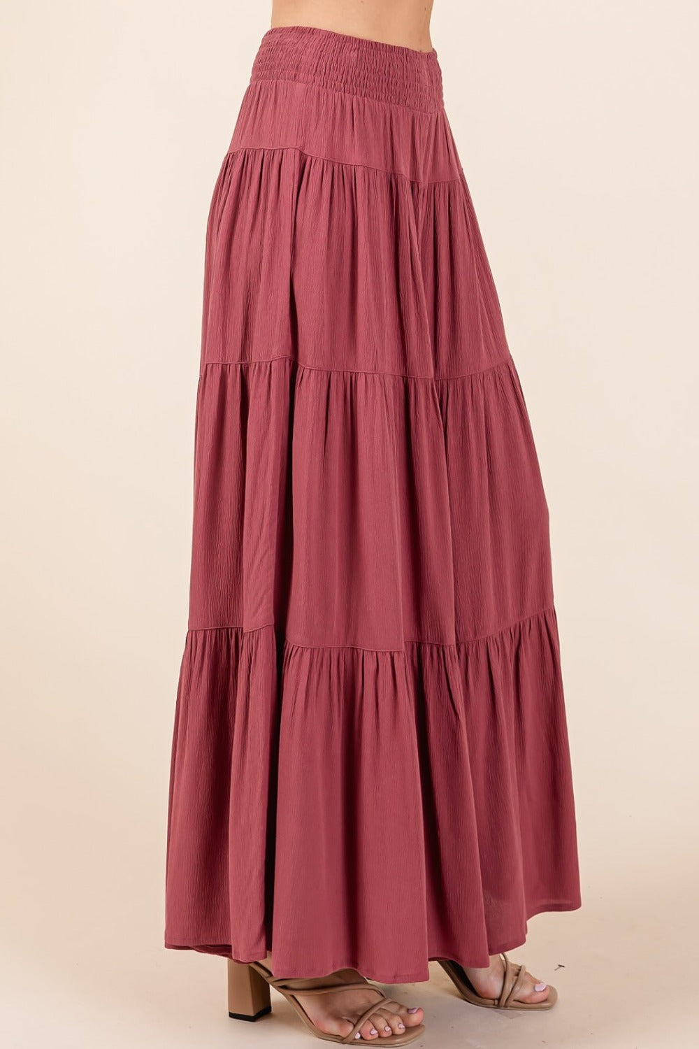Mittoshop Tier Detail Smocked Elastic Waist Wide Leg Pants - ChiChis Boutique