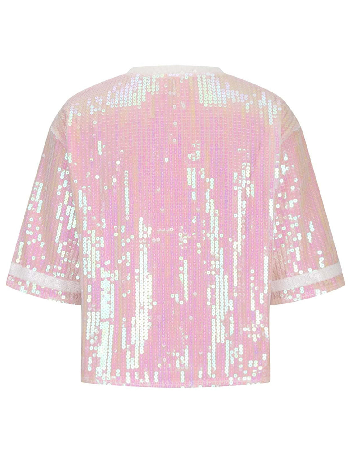 Sequin Football Round Neck Half Sleeve Top - ChiChis Boutique