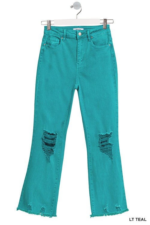 Acid washed high waist distressed straight pants - ChiChis Boutique