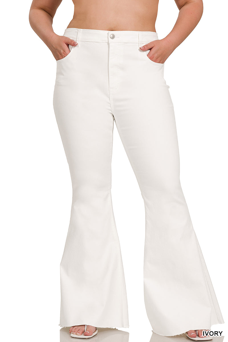 Plus high-rise super flare color denim pants - ChiChis Boutique