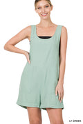 LINEN ROMPER WITH POCKETS - ChiChis Boutique