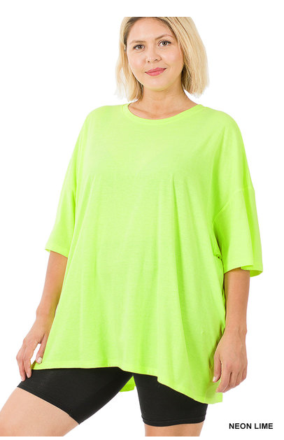 PLUS COTTON DROP SHOULDER BOYFRIEND BOX TEE - ChiChis Boutique