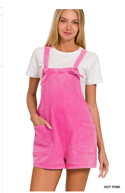 WASHED KNOT STRAP ROMPERS - ChiChis Boutique