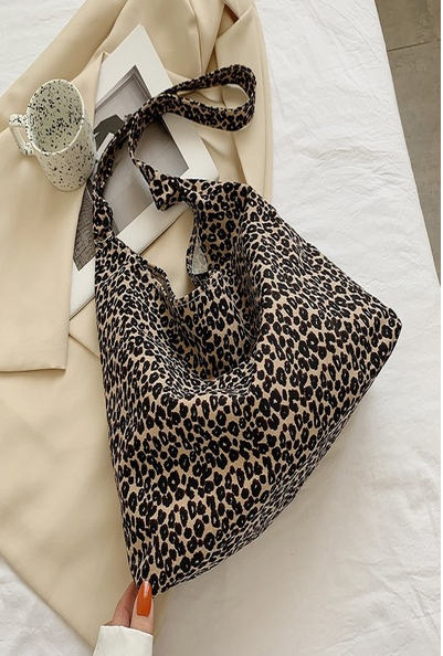 LEOPARD PRINT SHOULDER CANVAS SHOPPING TOTE BAG - ChiChis Boutique
