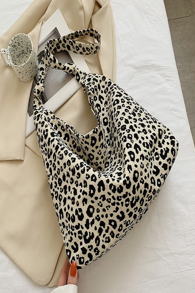 LEOPARD PRINT SHOULDER CANVAS SHOPPING TOTE BAG - ChiChis Boutique
