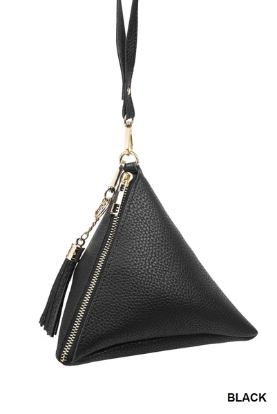 PYRAMID SHAPE TASSEL WRISTLET LEATHER BAG - ChiChis Boutique