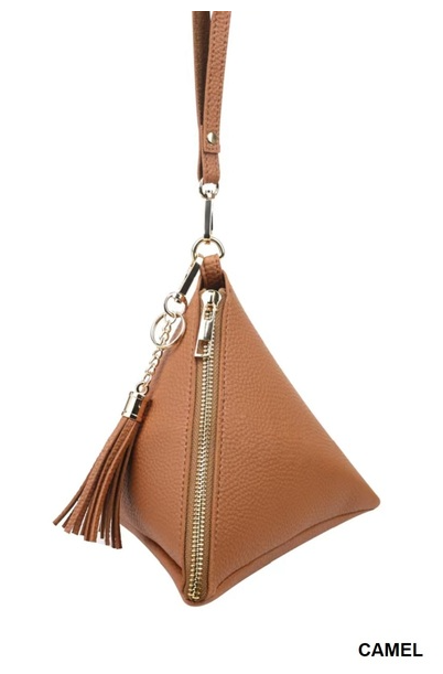 PYRAMID SHAPE TASSEL WRISTLET LEATHER BAG - ChiChis Boutique