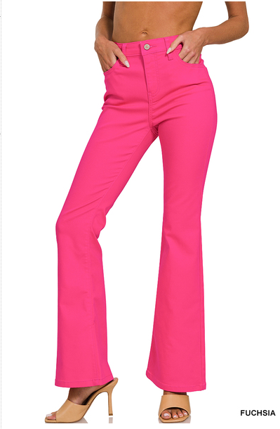 HIGH-RISE BOOTCUT COLOR DENIM PANTS - ChiChis Boutique