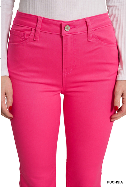 HIGH-RISE BOOTCUT COLOR DENIM PANTS - ChiChis Boutique