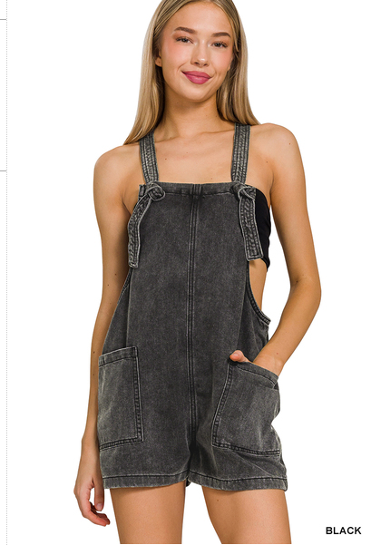 WASHED KNOT STRAP ROMPERS - ChiChis Boutique