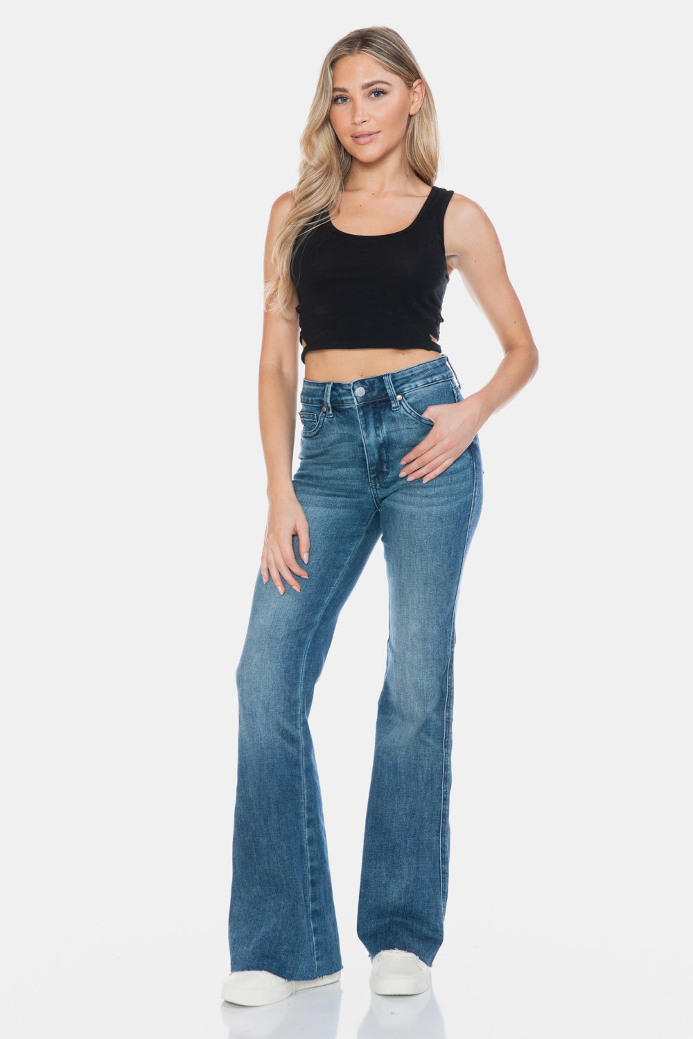 Judy Blue Full Size Tummy Control Cut Hem Flare Jeans - ChiChis Boutique