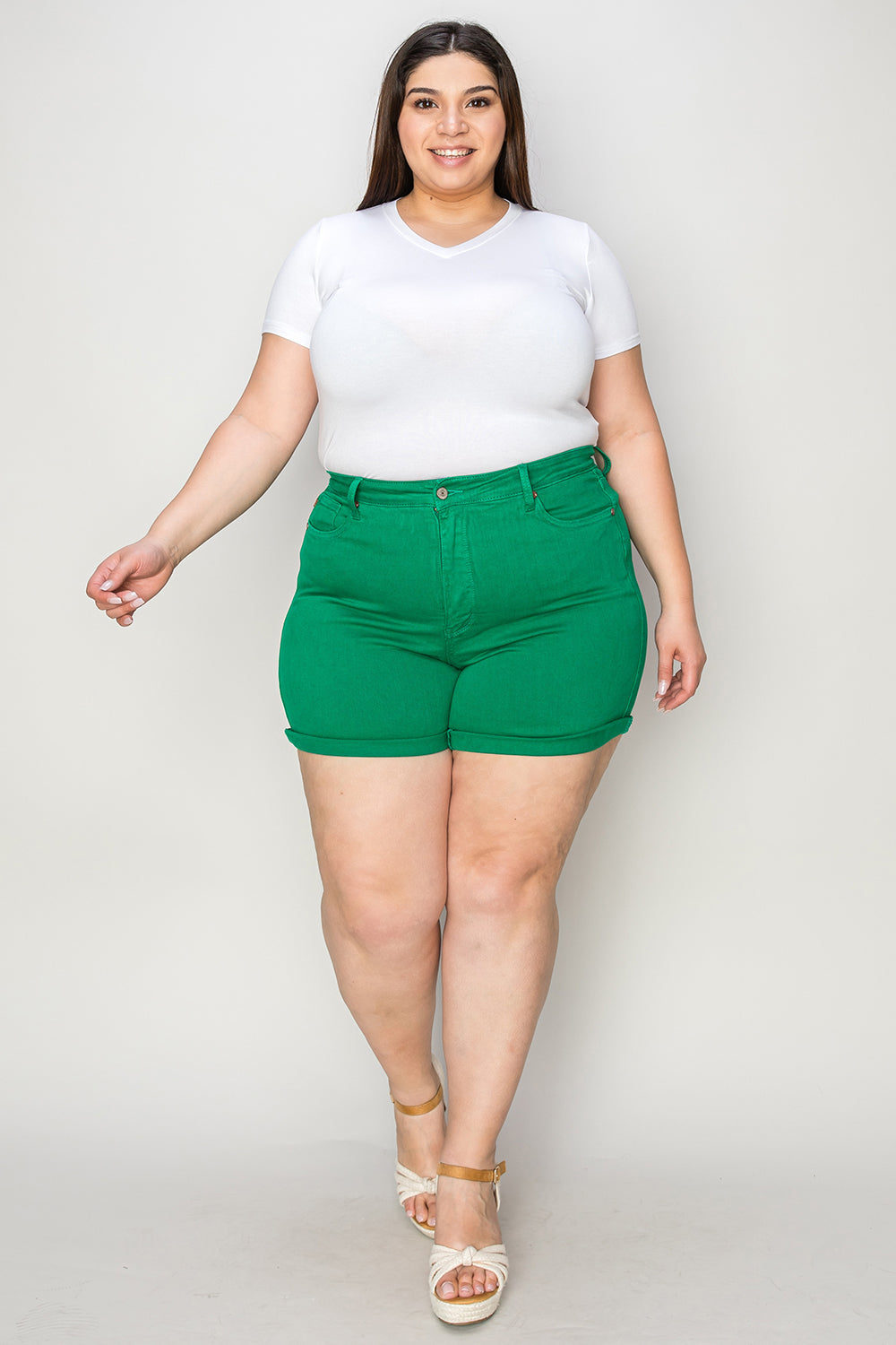 Judy Blue Full Size Tummy Control Garment Dyed Denim Shorts - ChiChis Boutique