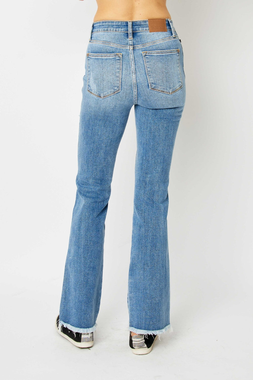 Judy Blue Full Size Distressed Raw Hem Bootcut Jeans - ChiChis Boutique