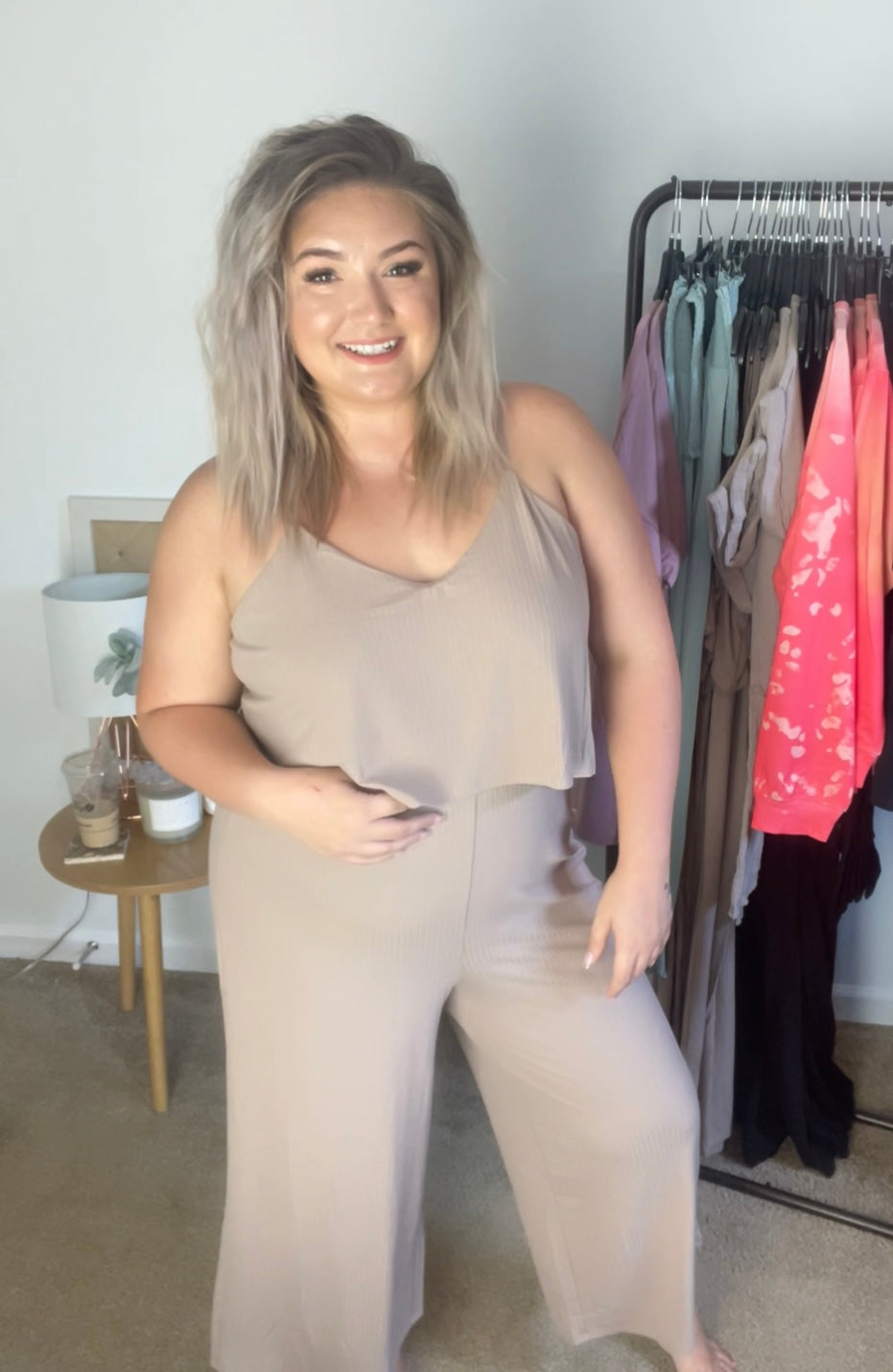 PLUS RIBBED DOUBLE LAYER JUMPSUIT - ChiChis Boutique