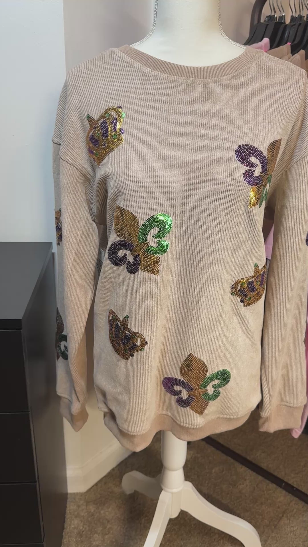 Sequin Mardi Gras Long Sleeve Top