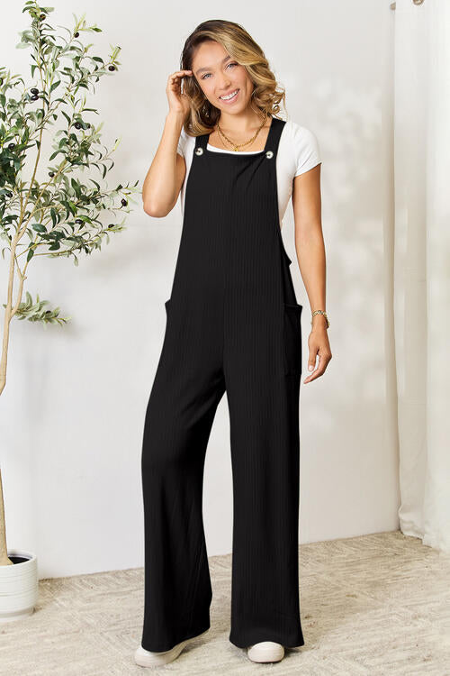 Double Take Full Size Wide Strap Overall with Pockets - ChiChis Boutique