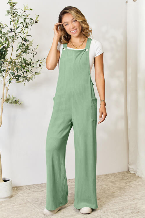 Double Take Full Size Wide Strap Overall with Pockets - ChiChis Boutique