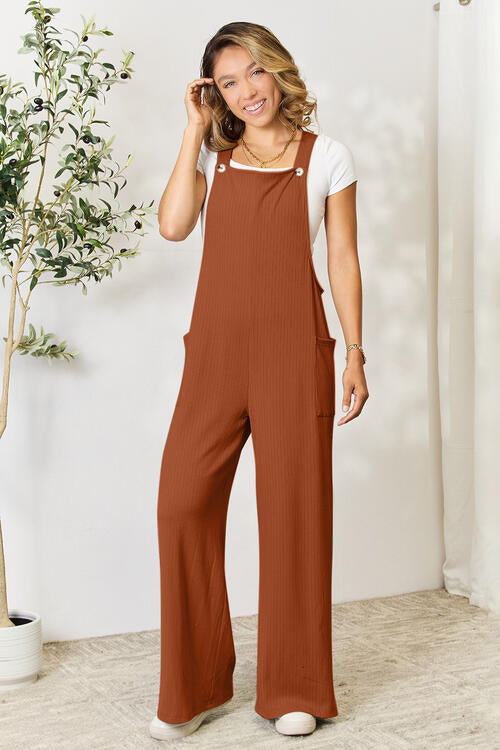 Double Take Full Size Wide Strap Overall with Pockets - ChiChis Boutique