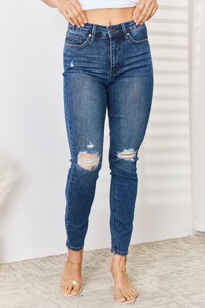 Judy Blue Full Size High Waist Distressed Slim Jeans - ChiChis Boutique