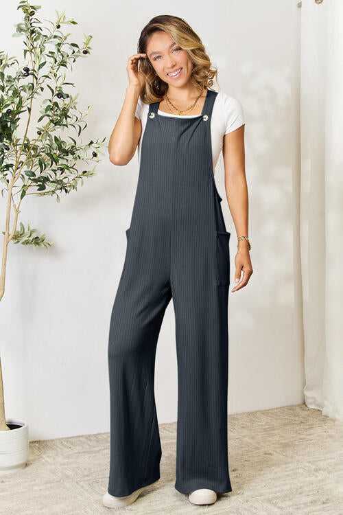 Double Take Full Size Wide Strap Overall with Pockets - ChiChis Boutique