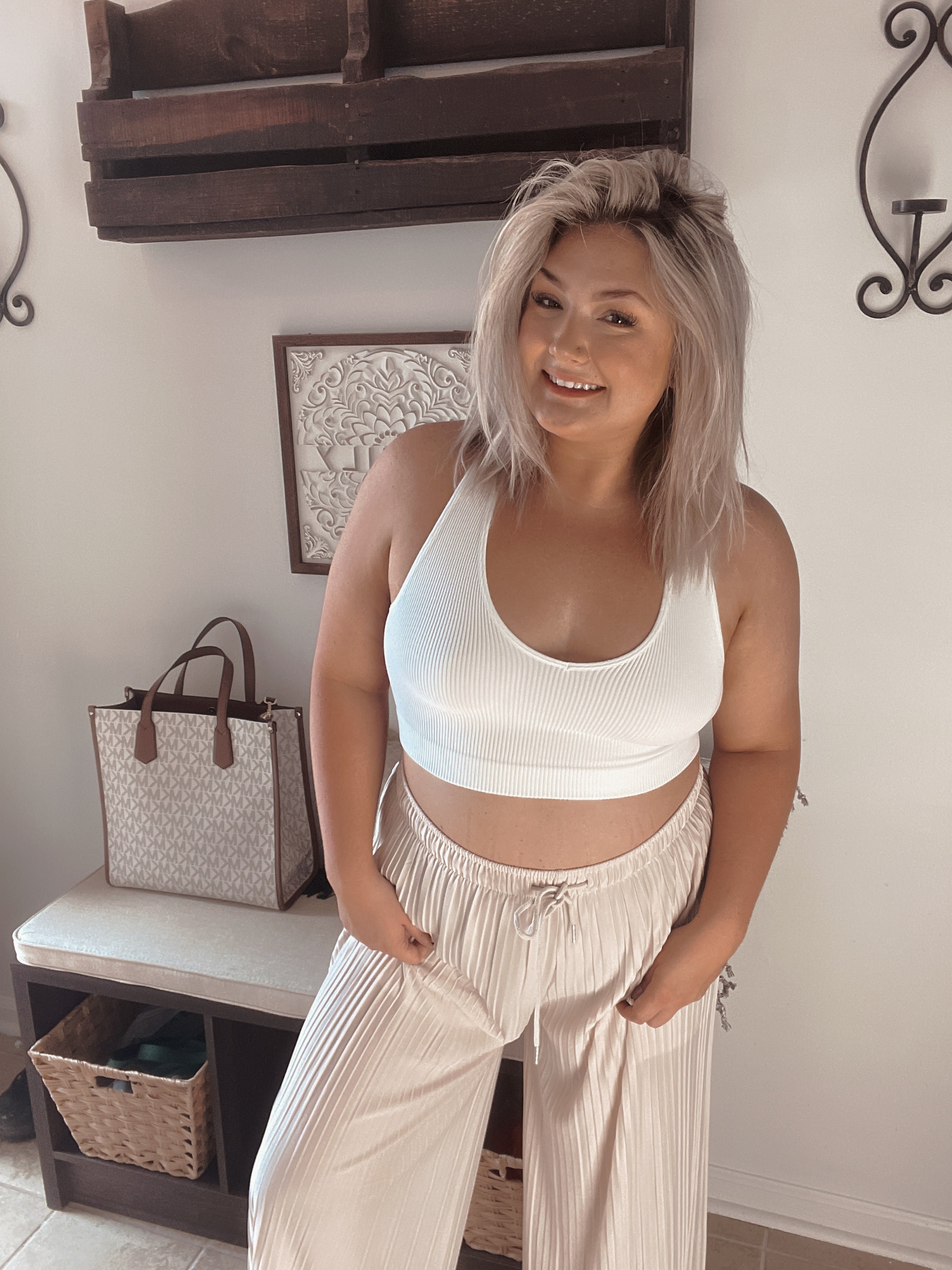 WOVEN PLEATED WIDE LEG PANTS WITH LINING - ChiChis Boutique